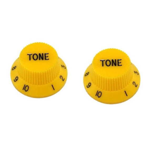 ALL PARTS PK0153020 TONE KNOBS (2) YELLOW FOR STRAT FITS USA SPLIT SHAFT POTS