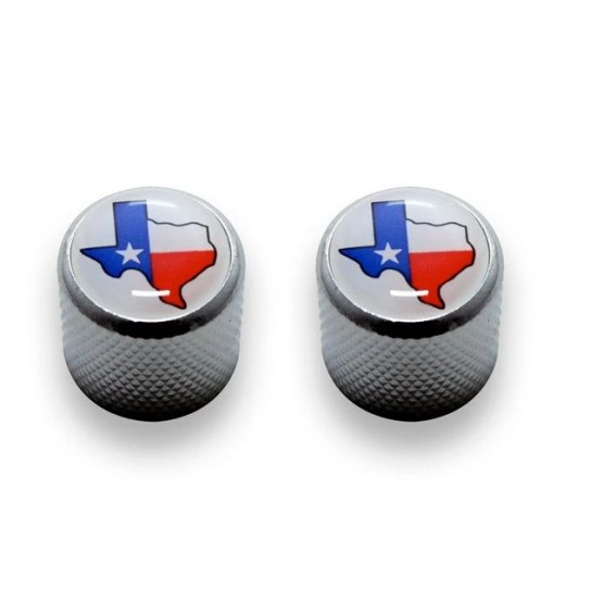 ALL PARTS MK3317010 CHROME DOME KNOBS WITH ICONIC STATE OF TEXAS FLAG ART (2) PUSH-ON