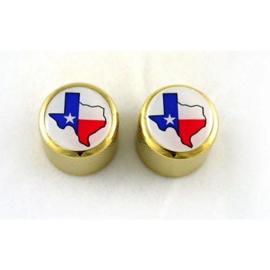 ALL PARTS MK3317002 TEXAS FLAG ON GOLD DOME KNOBS (2) FITS SOLID SHAFT POTS