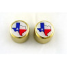 ALL PARTS MK3317002 TEXAS FLAG ON GOLD DOME KNOBS (2) FITS SOLID SHAFT POTS