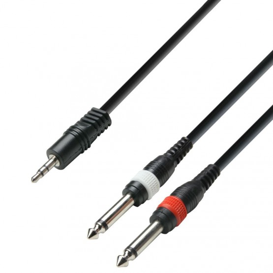 ADAM HALL K3YWPP0100 CABLE AUDIO 3.5 MM JACK STEREO A 2 X 6.3 MM JACK MONO 1 METRO