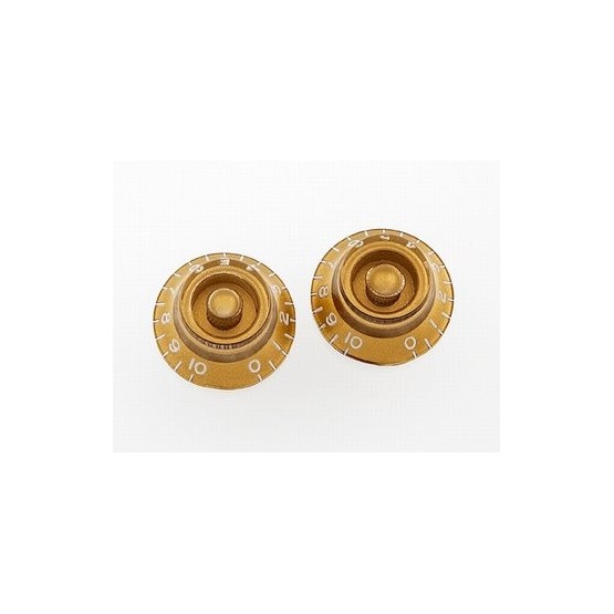 ALL PARTS PK0140032 BELL KNOBS (2) GOLD VINTAGE STYLE NUMBERS FITS USA SPLIT SHAFT POTS