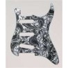 ALL PARTS PG0552042 PICK GUARD FOR STRAT BLACK AND SILVER PAISLEY (11 SCREW HOLES)