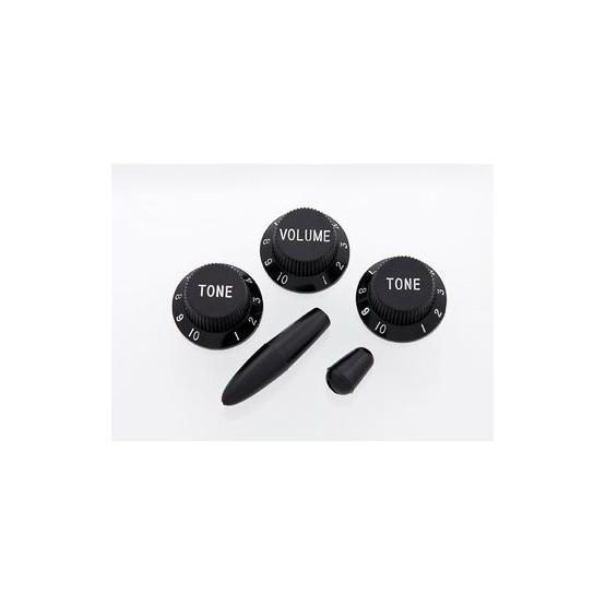 ALL PARTS PK0178023 BLACK KNOB SET FOR STRAT (1-VOL 2-TONES 1-SWITCH AND 1- TIP)