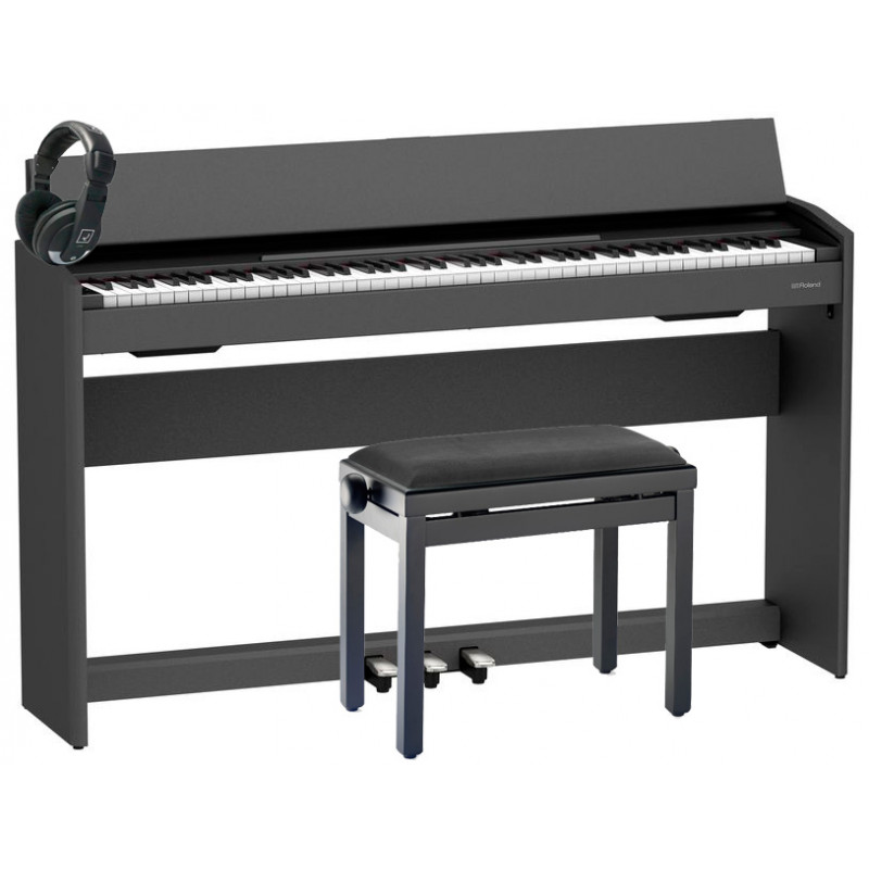 ROLAND -PACK- F107 BKX PIANO DIGITAL NEGRO + BANQUETA Y AURICULARES