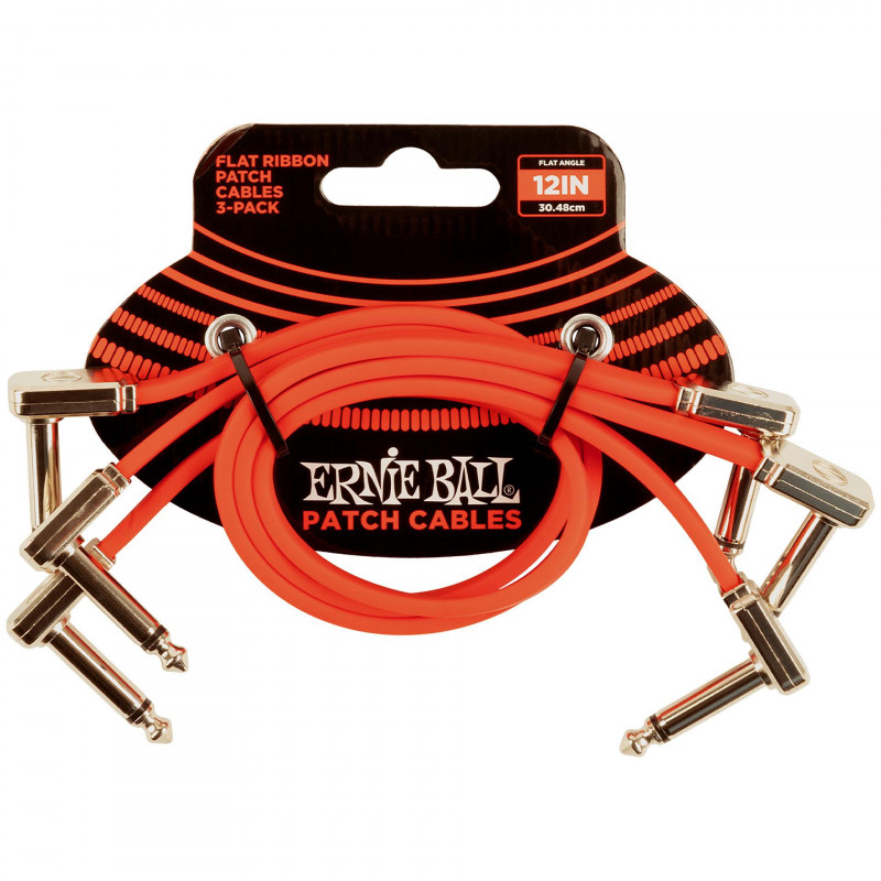 ERNIE BALL EB6403 FLAT RIBBON PACK 3 CABLES PATCH 30 CM ROJOS