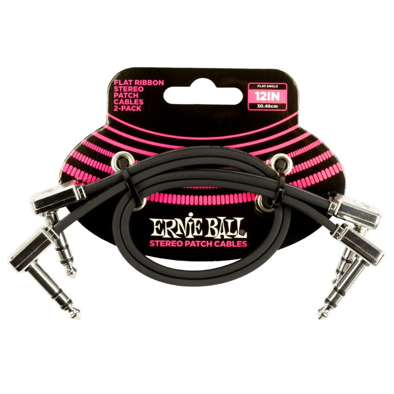 ERNIE BALL EB6405 FLAT RIBBON PACK 2 CABLES PATCH 30 CM NEGROS