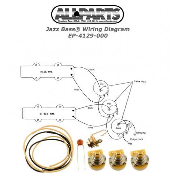 ALL PARTS EP4129000 JAZZ BASS WIRING KIT