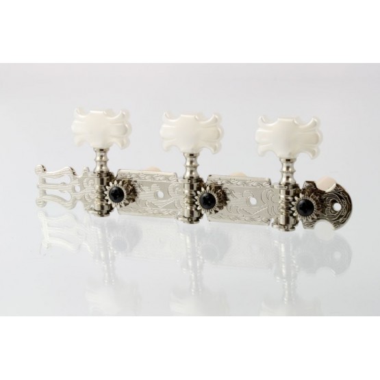 ALL PARTS TK0124001 CLASSICAL TUNING KEYS NICKEL WITH BUTTERFLY WHITE PLASTIC BUTTONS