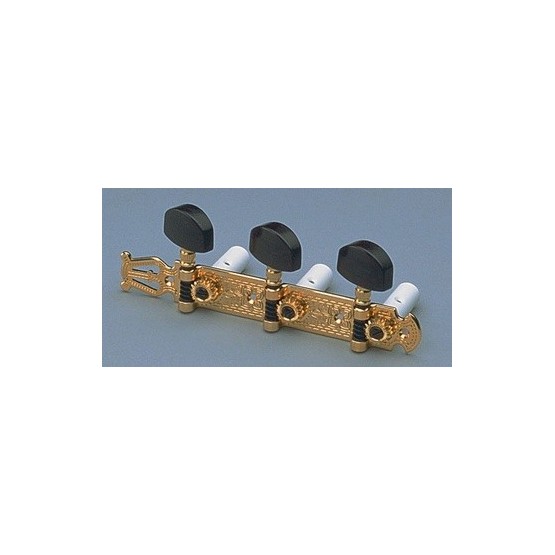SCHALLER TK79550E2 LYRE CLASSICAL TUNING KEYS GOLD WITH EBONY BUTTONS 16:1 1-3/8 SPACING