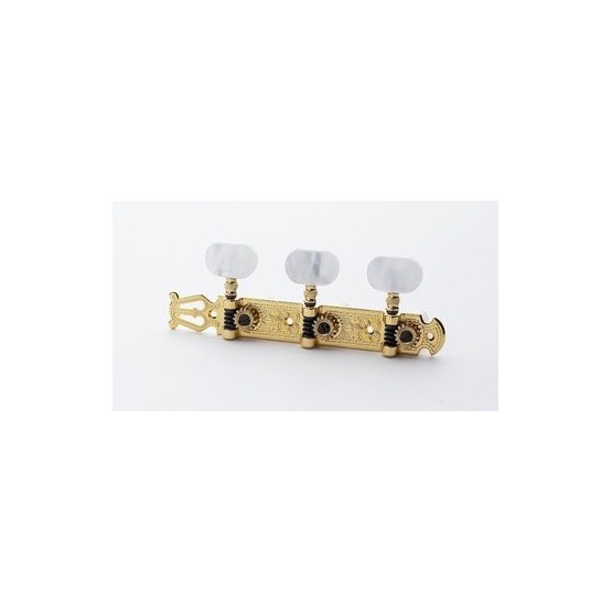 SCHALLER TK7955002 LYRE CLASSICAL TUNING KEYS GOLD WITH PEARLOID BUTTONS 16:1 1-3/8 SPACING