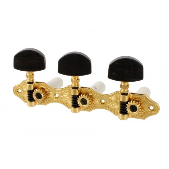 SCHALLER TK09280E2 HAUSER CLASSICAL TUNING KEYS GOLD WITH EBONY BUTTONS 16:1 1-3/8 SPACING LIQ
