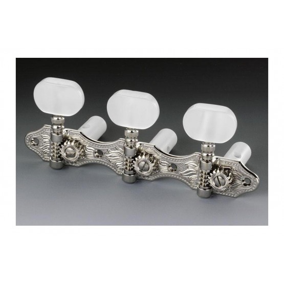 SCHALLER TK0928001 HAUSER CLASSICAL TUNING KEYS NICKEL WITH PEARLOID BUTTONS 16:1 1-3/8 SPACING