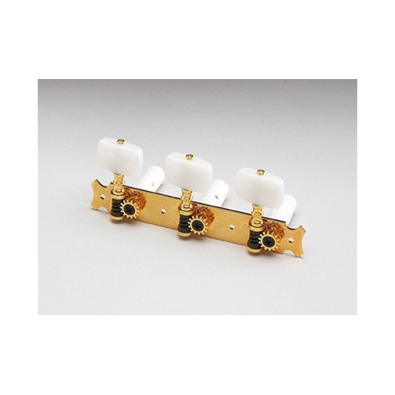 GOTOH TK7948002 CLASSICAL TUNING KEYS GOLD WITH WHITE PLASTIC BUTTONS 15:1 1-3/8 SPACING