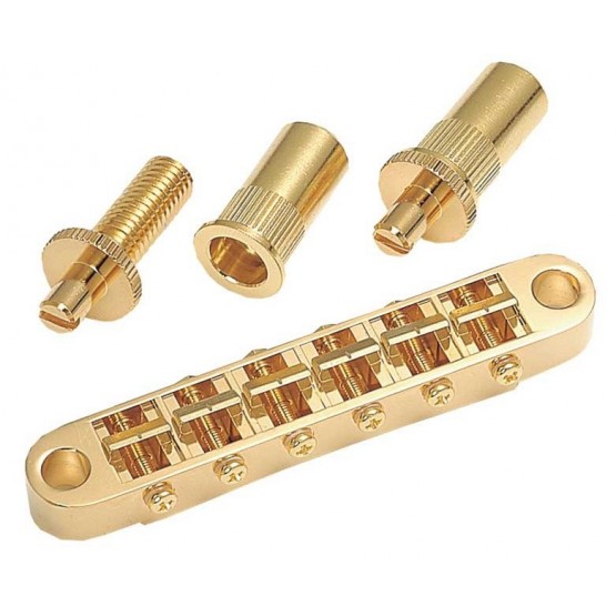 GOTOH GB0525002 TUNEMATIC LARGE MOUNTING HOLES GOLD 2-1/16 STRING SPACING 2-29/32 POST SPACING