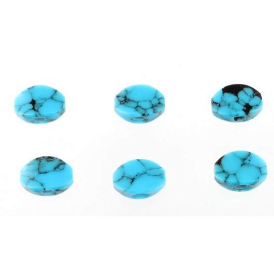 ALL PARTS TK7728077 RECONSTITUTED TURQUOISE STONE SMALL BUTTON SET (6 PIECES) FOR GOTOH TUNERS